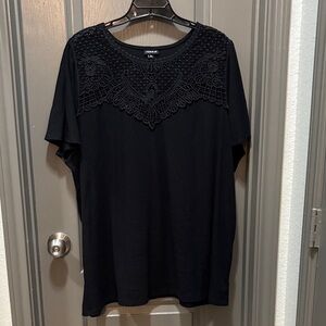 Torrid Black Short Sleeve Top with Lace Accent